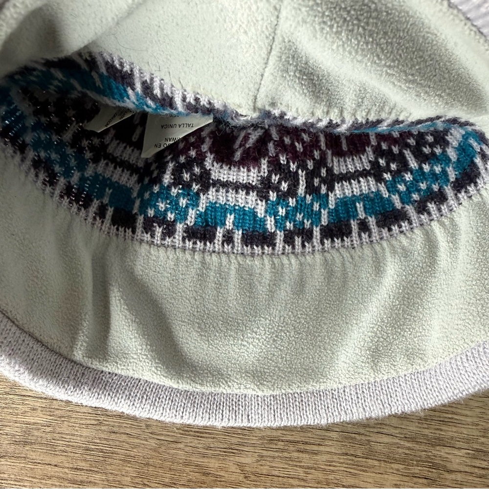 COLUMBIA Unisex Vintage Fair Isle Wool Blend Knit Beanie Toque Grey Blue Maroon - Picture 10 of 12